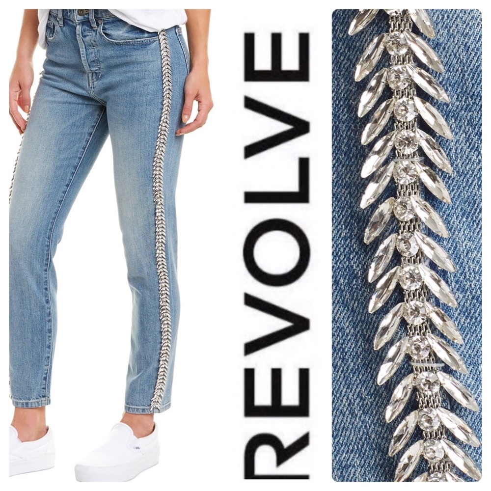 Pistola Blue Embellished Straight Leg Jeans